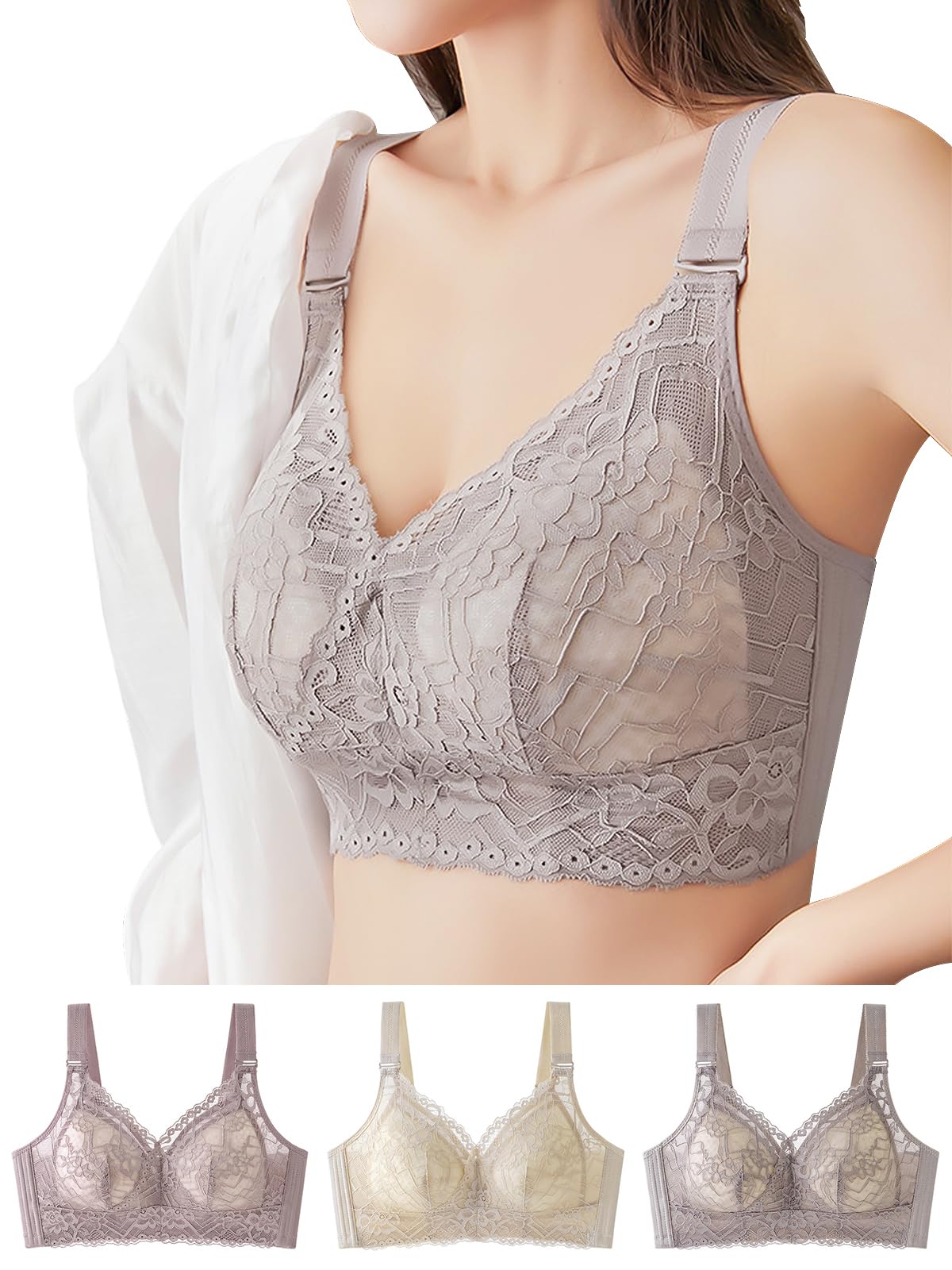 

Bra that makes your breasts look large no night can be used day and 24 hours a day [veimia] smaller, non-wired, size, movement, breathable, stretchy, серый