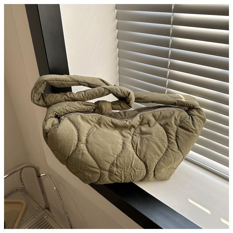 Fashion Down Bag Spring New Oxford Fabric Quilted Dumpling Bag Solid Color Shoulder Bag Crossbody Bag Women