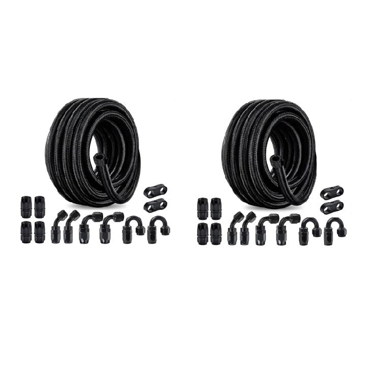 Engine Fuels Supply Hose Kit 6AN with 20FT Braided Line Corrosion Resistant Aluminum Connector Auto Oil Fuels Line Kit