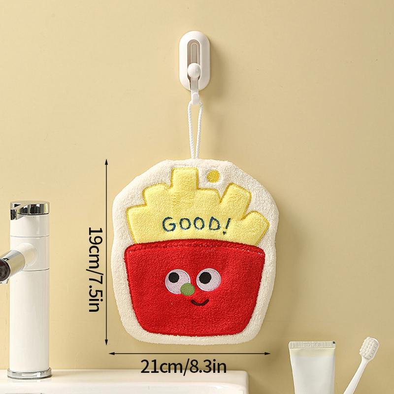 Thickened Cartoon Hand Towel Coral Fleece Bathroom Kids Wash Hand Cloth Kitchen Hanging Towel Super Absorbent Rag Handkerchief
