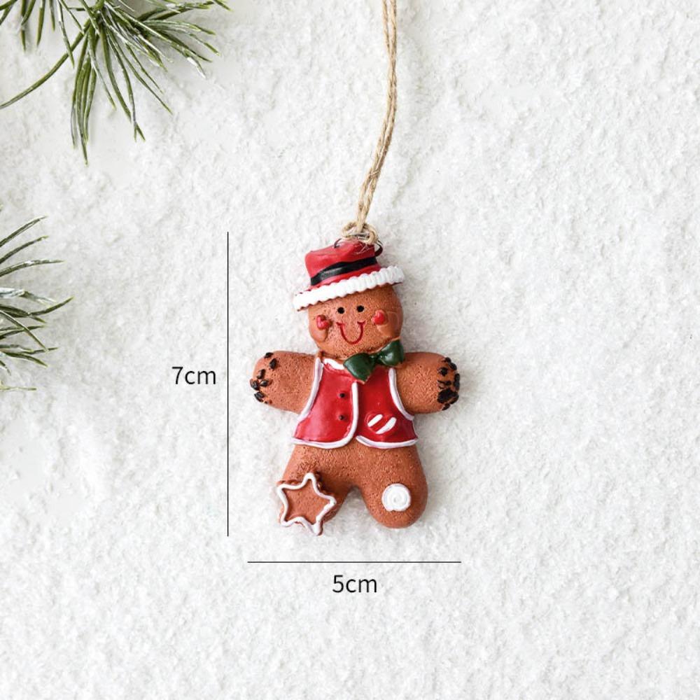 Gingerbread Man Christmas Tree Hanging Pendant Resin Hanging Xmas Tree Ornament Painted Funny Christmas Decoration