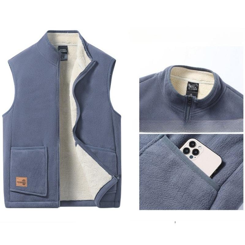 Autumn and Winter Plus Velvet Thickened Middle-aged and Elderly Suit Stand-up Collar Polar Fleece Jacket Lamb Fleece Warm Suit