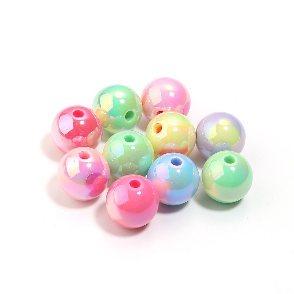 10/30pcs 12/14/16mm Love Heart Acrylic Beads Mixed Color Round Loose Beads For Jewelry Making DIY Bracelets Keychain Accessories