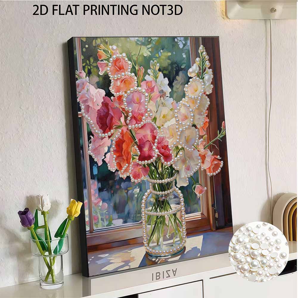 Unique DIY Pearl Gem Painting Kit 30x40cm Beautiful Flowers Frameless Art Perfect Handmade Gift for Adults Home Wall Decor for Any Occasion