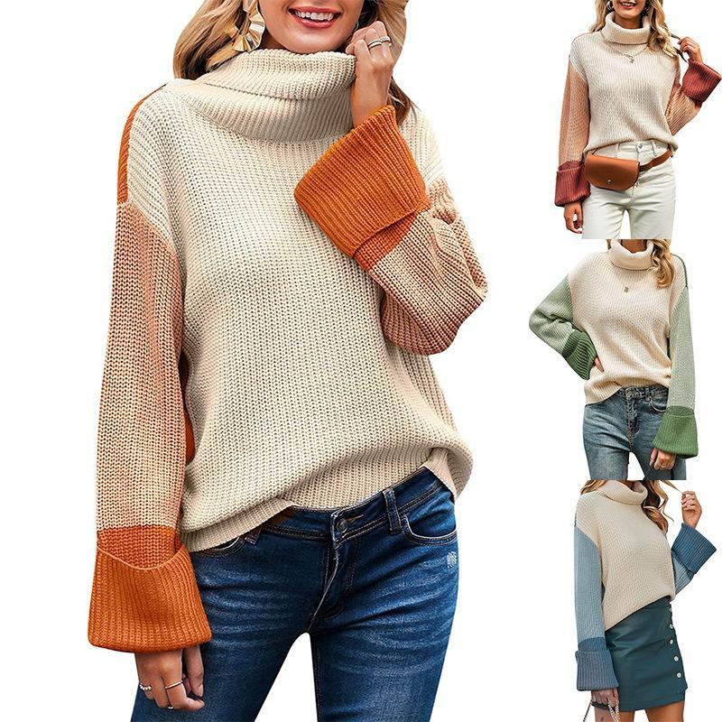 Autumn New Long Sleeve Loose Turtleneck Knitted Sweater Women Winter Vintage Plus Size Pullover Sweaters Ladies Elegant Fashion Casual Knitwear 25096
