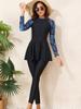 1011 New Swimsuit Split Two-piece Set Zipper Sunscreen Long-sleeved Trousers Middle Eastern Conservative Swimsuit