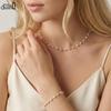EFFIE QUEEN Stainless Steel 18k Gold Square Shell Chain Choker Necklace Natural Jewelry for Women Birthdays Party Gift STMN01
