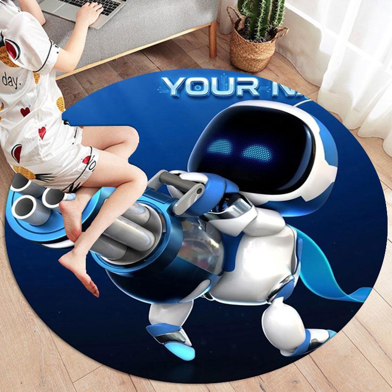ASTRO BOT Custom Name Round Area Rug,Carpet Rug for Living Room Bedroom Sofa Playroom Decor,Non-slip Floor Mat