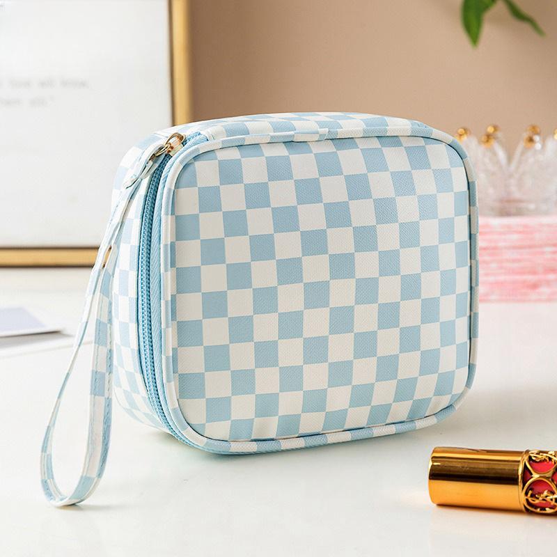 Grid Trendy Pattern Large Capacity Traveling Storage Bag Portable Pouch Makeup