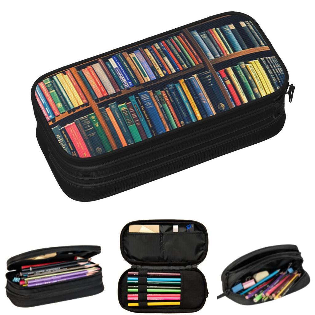Trousse à crayons pour livre de bibliothèque scolaire Cadeaux pour étudiants Boîte à stylos Sac à crayons Grande trousse à crayons de rangement