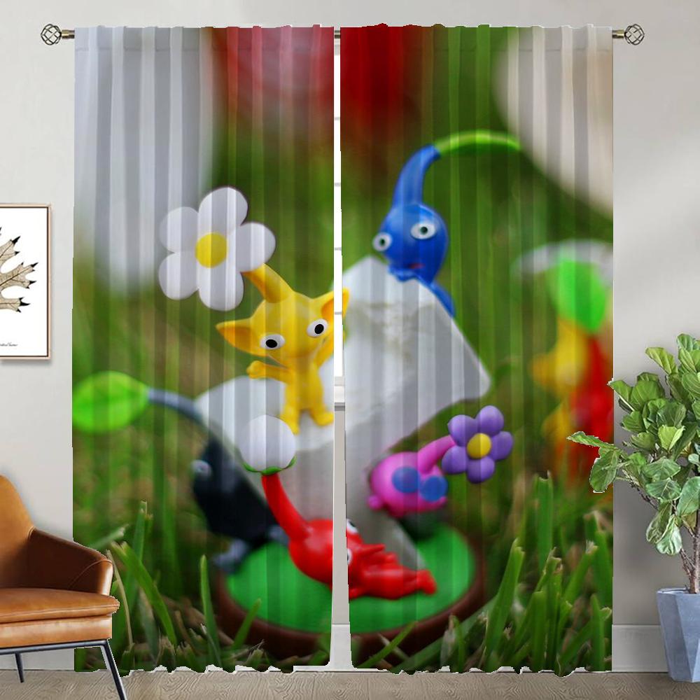 Pikmin Living Room Curtains Home Interior Camera Window Curtain Shades Partition Tulle Bedroom Set Of 2 Modern Made Polyester Washable Sitting Ready