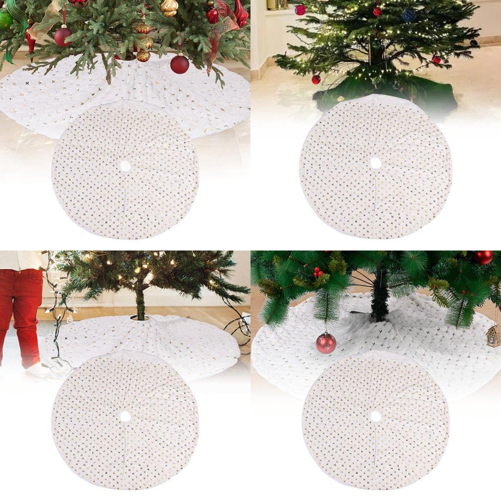 Elegant Shimmering Silver Sequin Christmas Tree Skirt 116cm For Festive Celebrations