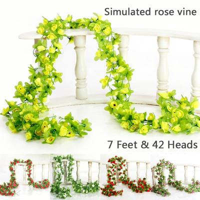 7FT Künstliche Wisteria Rose Vine Garland Plant Foliage Trailing Flower Home Decor