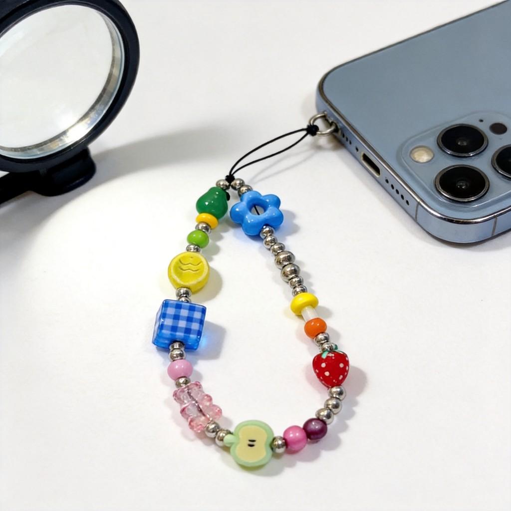 Pvc Craft Diy Beaded Phone Lanyard For Men Women With Blue Fish Design