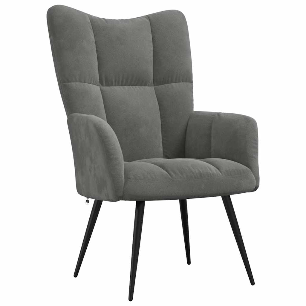Relaxation Armchair with Footstool Dark Grey Velvet