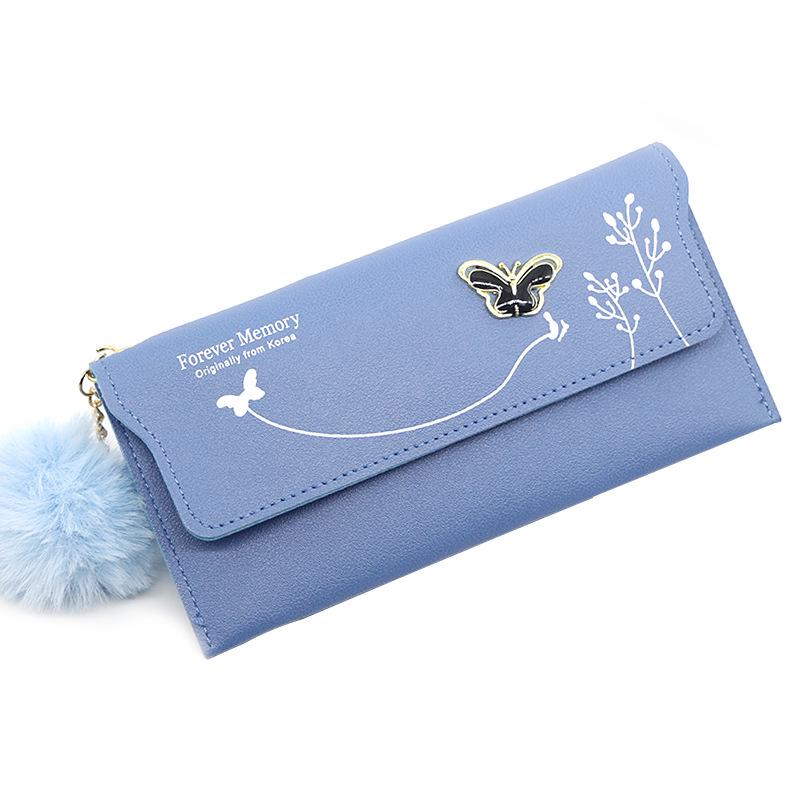 Women's Long Wallet with Butterfly and Flower Design