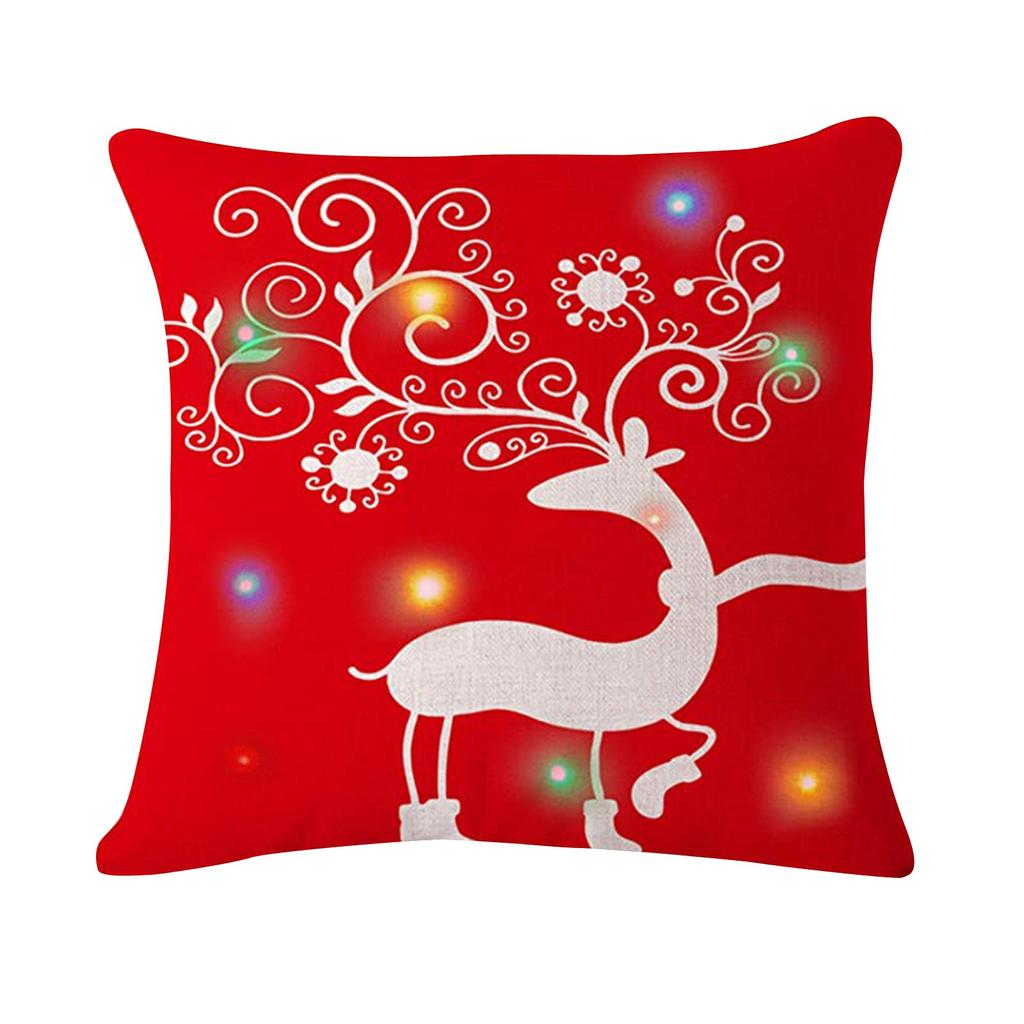 Christmas Lighting LED Cushion Cover Home Decor Throw Pillowcase Sofa Flashing