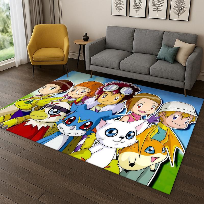3D Digimon Adventure Angewomon Agumon Cartoon Carpet Rug for Bedroom Living Room Sofa Doormat Home Decor,Kid Area Rug Non-slip