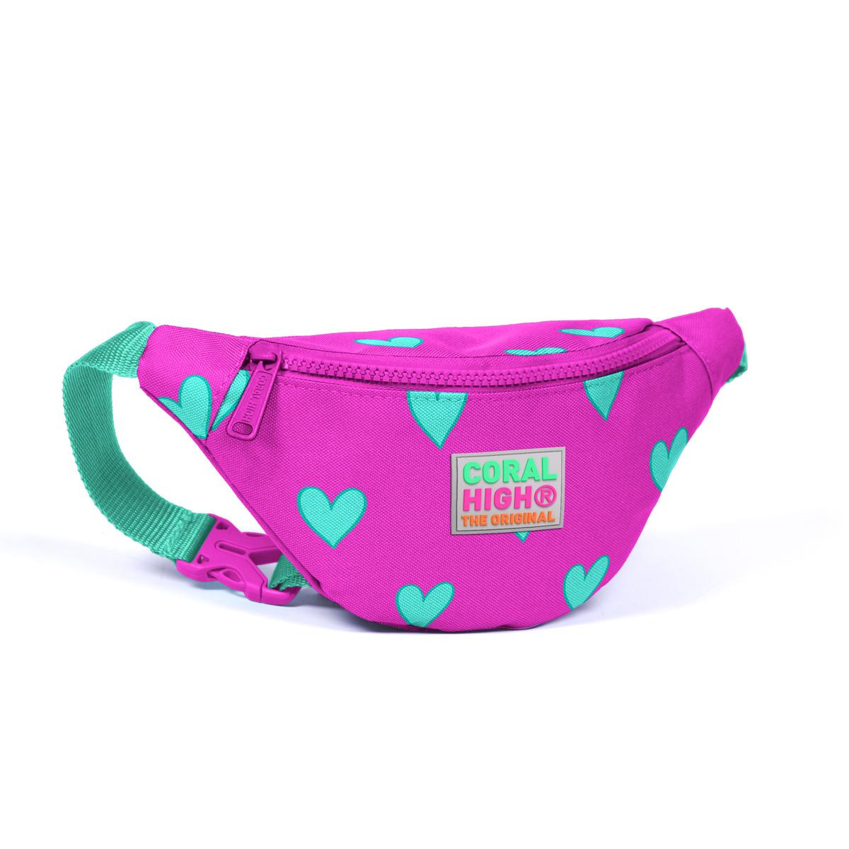 

Детская поясная сумка Coral High Kids Neon Pink Water Green Heart Patterned 22573