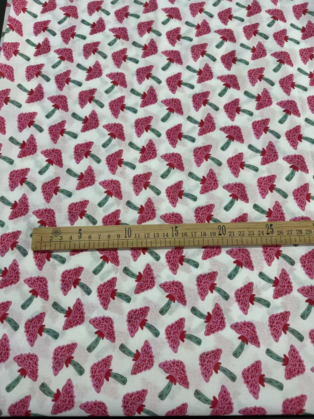 100% Cotton 60S High-Density Poplin - Digital Print Cute Mushrooms Class a Skin-Friendly Women s Kids Fabric