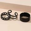 3PCS Black Ring Joint Finger Chain Adjustable Jewelry Anneaux for Men Women Gothic Anillos Aesthetic Anel Trend Accessories