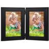 Lyeasw 3.5x5 Picture Frame Double Hinged, Classic Two Opening 3.5 by 5 Family Dual Photo Frame with Glass, Black Folding Free-Standing Vertical Frame