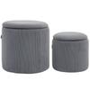 Set of Two Corduroy Storage Ottomans - Grey