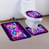 1/4 Colorful Butterfly shower Curtains, Toilet Seat Decoration, Shower Curtain with Carpet and Toilet Lid, 12 70.8x70.8 inch Hoo
