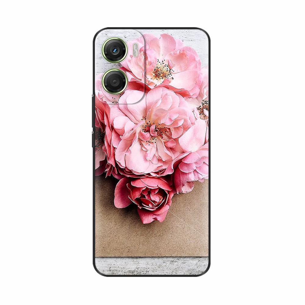 For Motorola Moto G06 4G Case Hot Flowers Painted Soft Black Silicone Phone Cases Bumper For Motorola Moto G06 4G Protect Cover