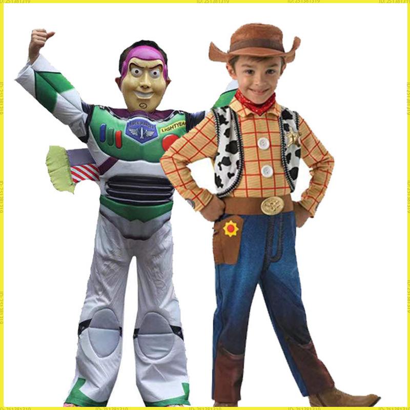 Toy Story Buzz Lightyear Cosplay Costume Kids Astronaut Jumpsuit With Wings Mask Bodysuit Halloween Christmas Party Gift
