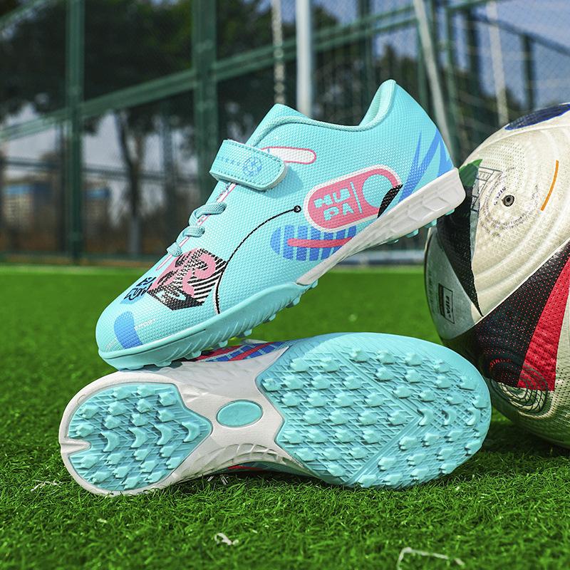2025 New Children's Football Shoes Students Boys and Girls TF Broken Nails Velcro Women's Training Sneakers