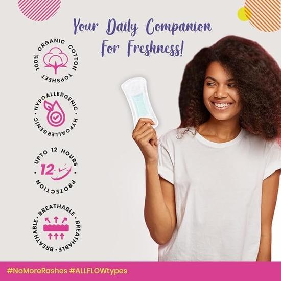 PINQ POLKA Panty Liners for Women Daily Use - 25 Liners|Large 180MM|Ultra Thin Organic Cotton Soft Feel|Spot & Leakage Free|Spotting & Discharge