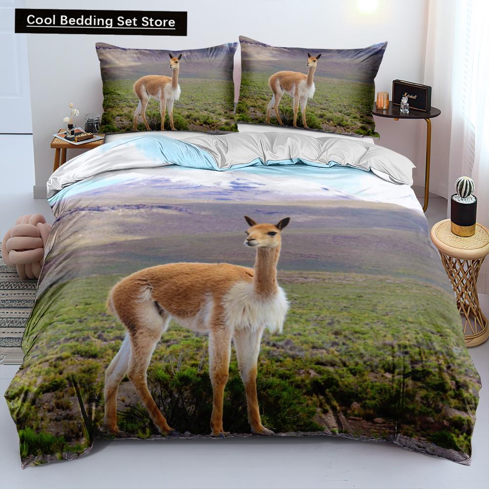 Alpaca Duvet Cover King Queen Size Kawaii Farm Animal Theme Bedding Set Kids Cartoon Llama Alpaca 2/3pcs Polyester Quilt Cover