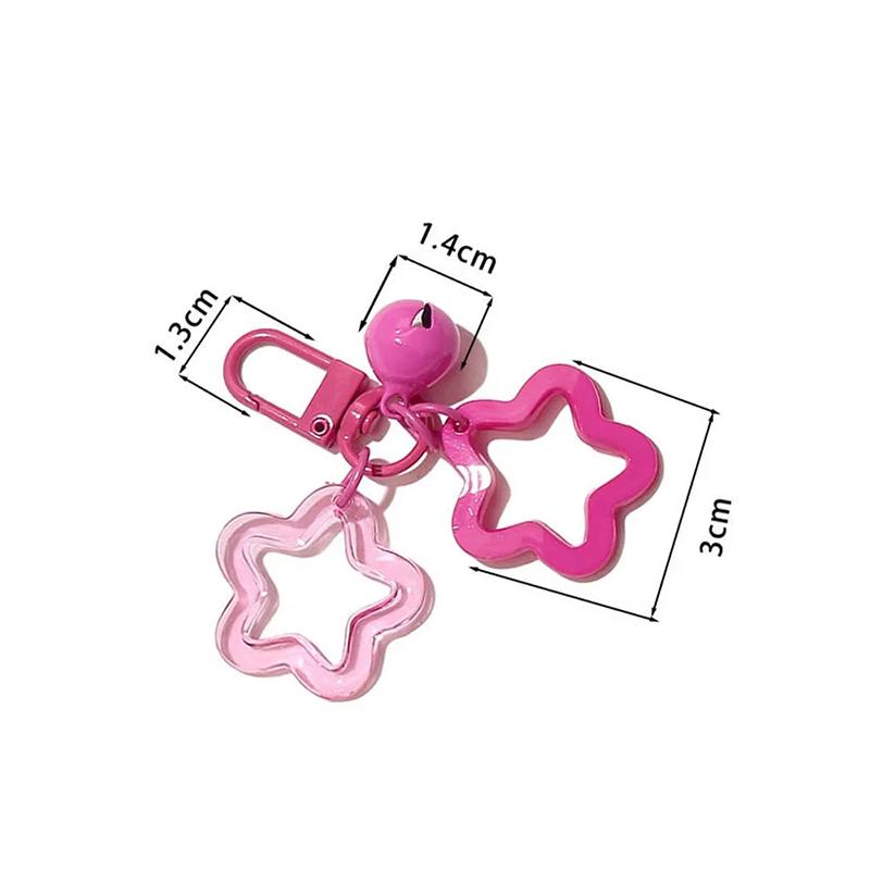 Color Candy Acrylic Pentagram Key Chain Stars Bell Charms Key Ring Earphone Case Purse Wallet Decor Accessories Kid Girls Gifts