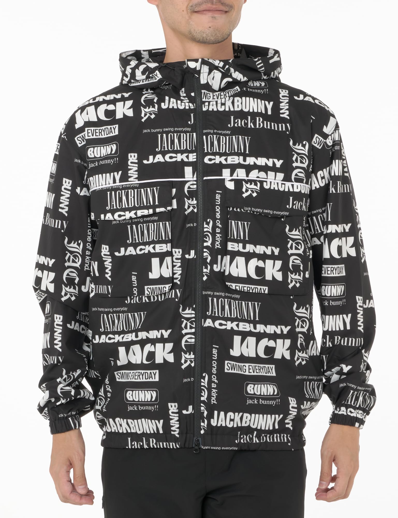 

full zip blouson Golf outerwear 4 [Jack Bunny] Men s (stretchy/multi-logo pattern) / / 262-4220903 010_Black [M]