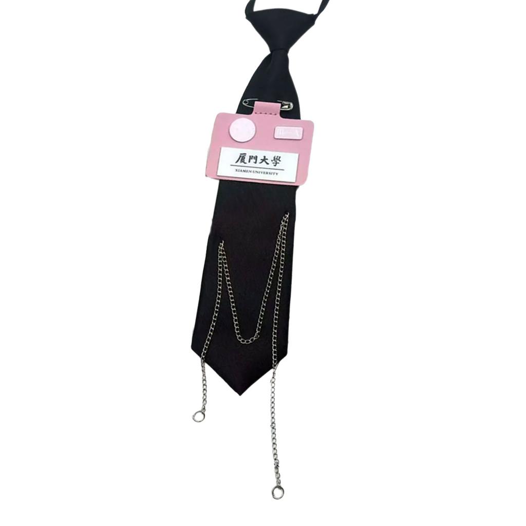 Uniform Black Ties For Janpanese JK Uniform Cosplay Accessory Neckwear Jk Seifuku Cute Anime Necktie with Metal Chain