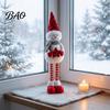Festive Party Supplies Christmas Plush Snowman with Extendable Legs, Sequins Hat Holding Star Dolls Doll, Standing Long Legs Xmas Decoration