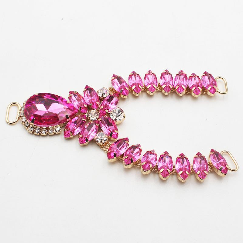 Charm 12Color 1pcsCrystal Chain DIY Garment sewing accessories Rhinestone bikini Connectors buckle fashion Beach SlipperChain