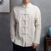 Camicia Top da Uomo Autunno Stile Cinese Colletto alla Coreana Manica Lunga Tasche Bottoni Tradizionale Camicia Kung Fu Tai Chi Top Tang