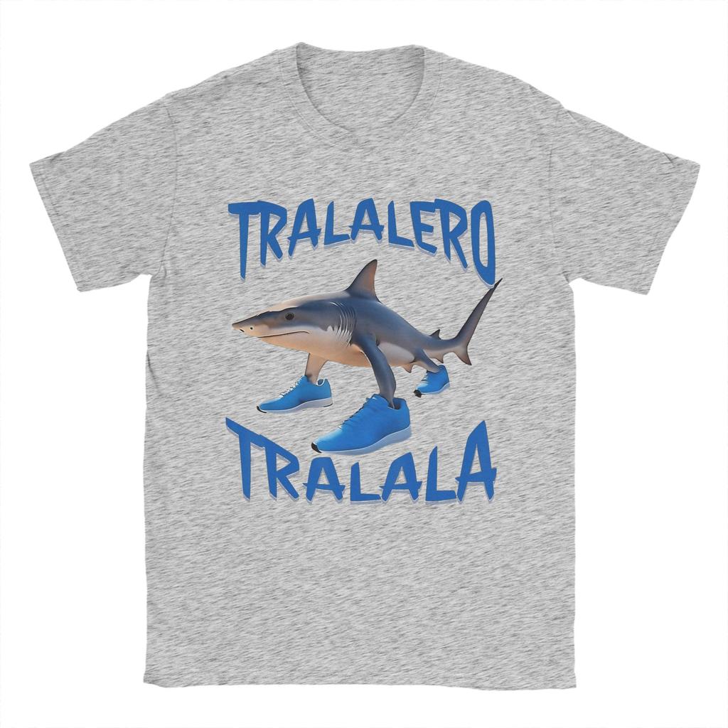Tralalero Tralala Shark Meme  T Shirt Men 100% Cotton T-Shirts Round Neck Italian Brainrot Memes Tees Short Sleeve Clothing