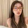 Retro Square Oval Frame Anti Blue Light Glasses Red Thick Frame Plain Eyes Glasses Korean Fashion Female Eye Protection Eyewear
