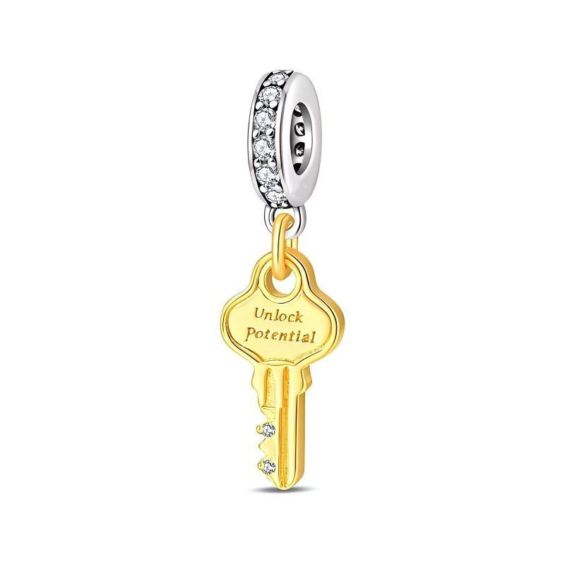 Charming Lucky Charm Key Heart Lock Beaded Bracelet Accessory