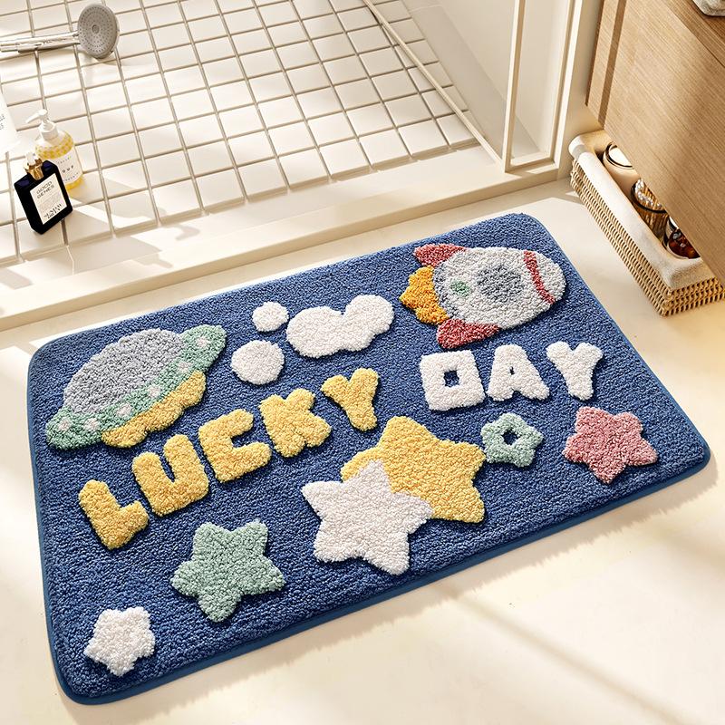 

Border Modern Plush Home Mats,,Carpets, Household Bathroom Absorbent Anti Slip Mats, Bedroom Door Mats Natural Window Soft Mats 40X60cm синій