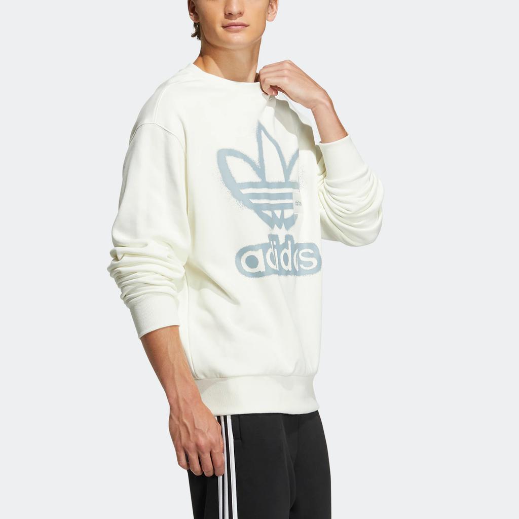 Adidas Originals Adicolor Crew Neck Pullover Sweatshirt With Front Print Unisex Tops Off-White HS1995