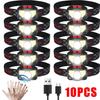 8 Modes Motion Sensor XPE+COB LED Headlamp Flashlight USB Rechargeable Waterproof Camping Head Lamp Running Fishing Headlight