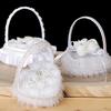 Wedding Ring Pillow Rose Bow-knot Flower Ruffle Lace Hold Ring Exquisite Wedding Elegant Lace Jewelry Case Wedding Prop
