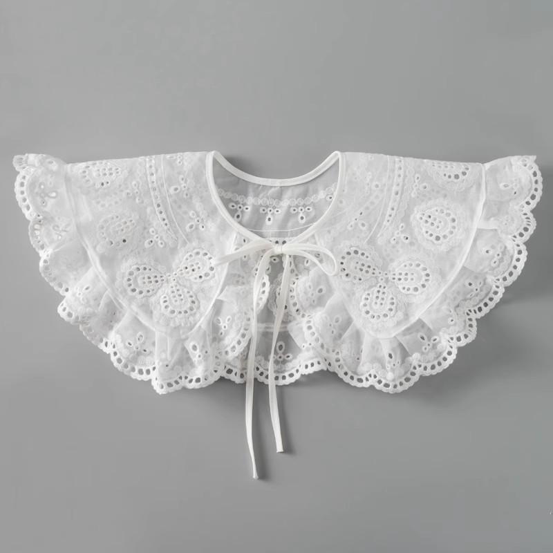 Perfect Match Pink Women Scarf Shawl Detachable Collar Tie Necklace Embroidery Lapel Fake False Collar Woman Lace Tie Neckwear Nep Kraagie
