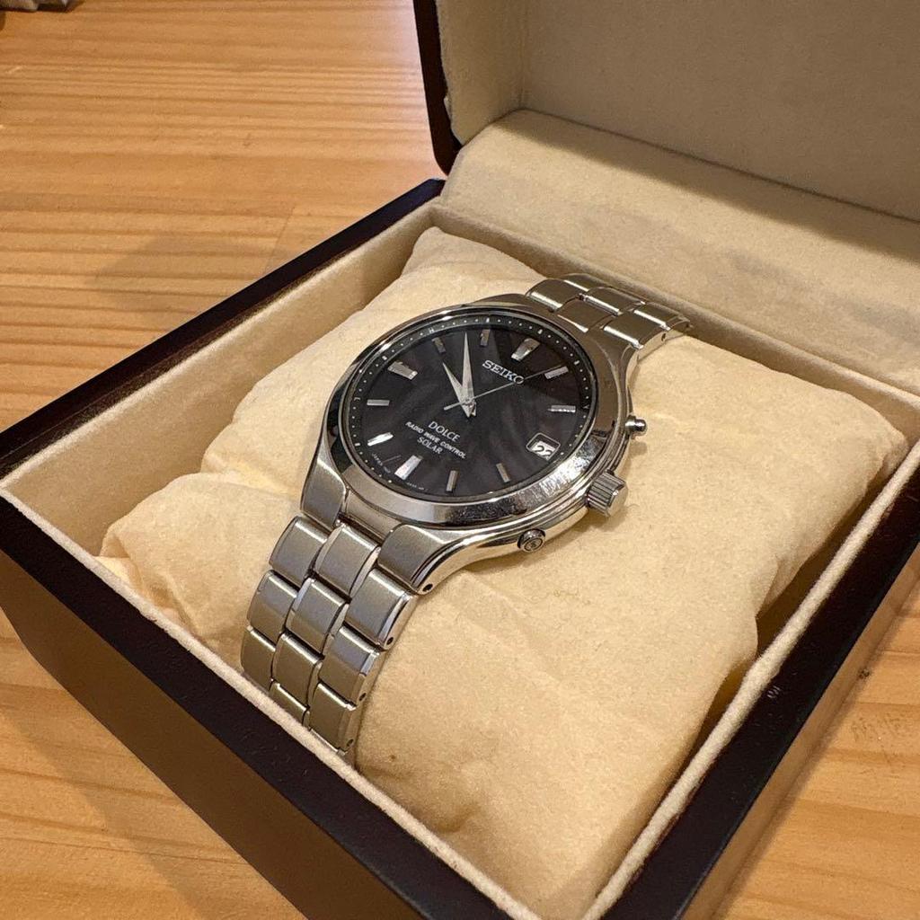 Used SEIKO Dolce Radio Wave Solar Watch Black Dial Date
