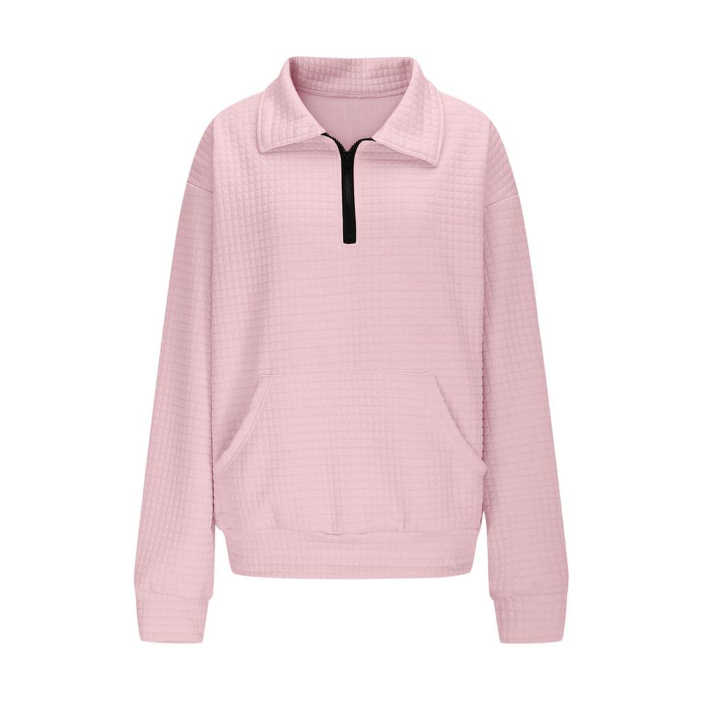 Ladies Fashion Casual Long Sleeve Pullover Top With  Pockets