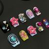 10 Pcs Handmade Short Fake Nails With Sparkling Small Diamonds High Quality Press On Nails For Various People